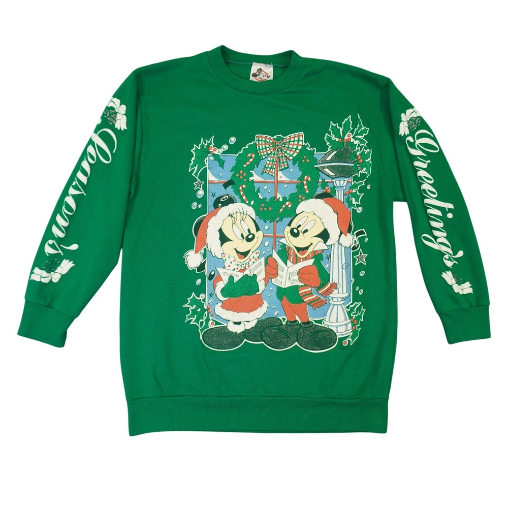 Vintage‎ Disney Mickey Minnie Mouse Sweatshirt Small Christmas Seasons Greetings